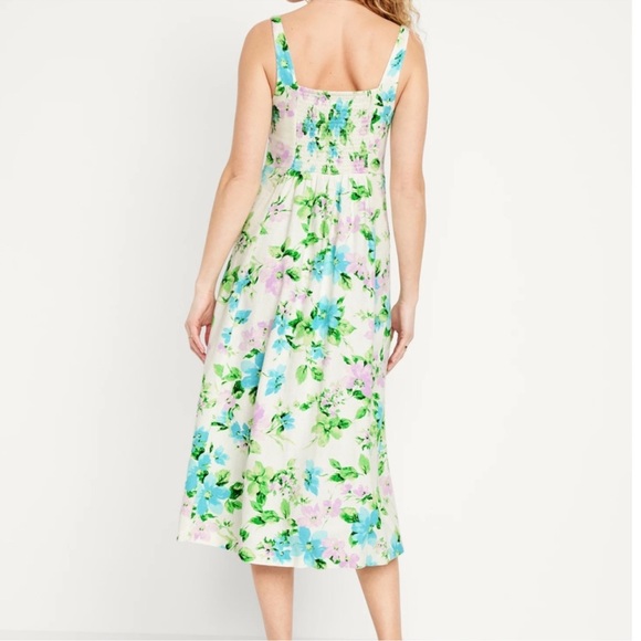 NWT Old Navy Linen Fit and Flare Floral Dress - Picture 2 of 7